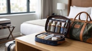 Neceser personalizado preparado para viajes y hoteles