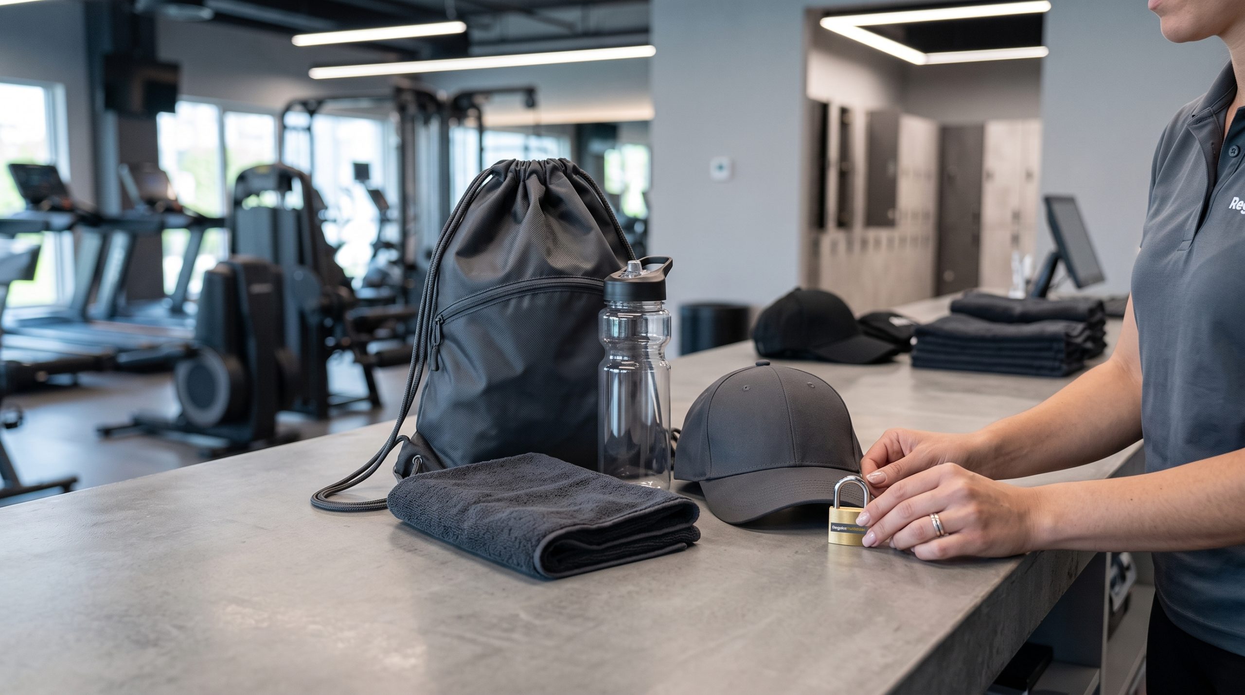 Pack de bienvenida para gimnasio o club deportivo con mochila, toalla, botella y accesorios