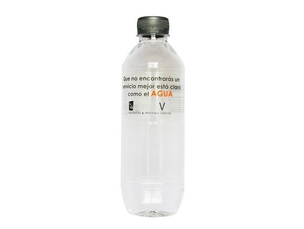 Botella de agua de 50 cl con etiqueta de plástico personalizada