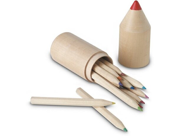 Caja con forma de lápiz con lápices