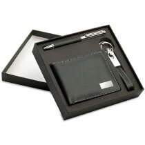 Set de bolígrafo con llavero y cartera personalizado negro Set de bolígrafo con llavero y cartera personalizado negro