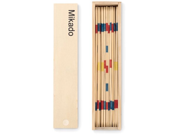 Mikado publicitario Mini en bambú con caja de madera natural Madera detalle 2