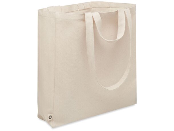 Bolsa impresa y bordada algodón reciclado beige con compartimento Beige detalle 3