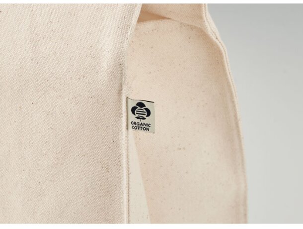 Bolsa ecológica asas de bambú 100% algodón 360 g/m2 Beige detalle 9