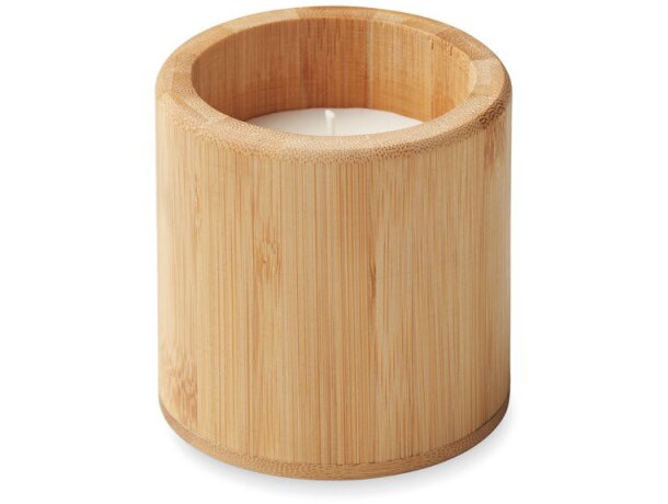 Vela aromática Giza cera vegetal bambú natural para empresas Madera detalle 5