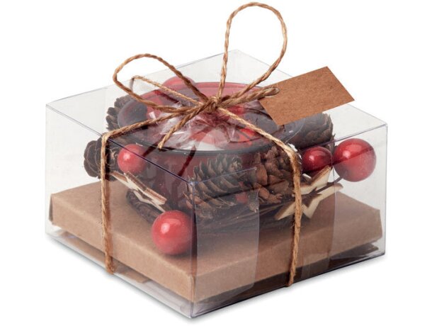 Portavelas navideño bougie con ornamentos y caja de regalo Blanco detalle 5