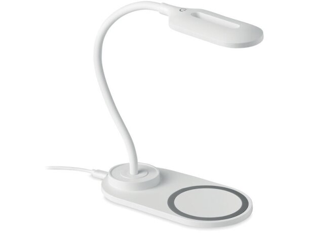 Lámpara Saturn LED táctil con cargador inalámbrico para logo empresa Blanco detalle 4