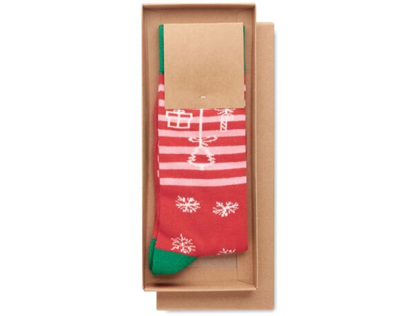 Par de calcetines de Navidad L Joyful L Rojo detalle 3