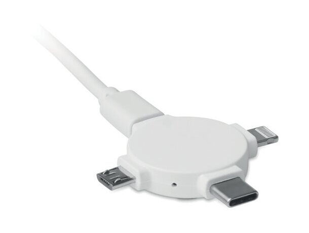 Cable Ligo triple conector USB tipo C y micro carga universal Blanco detalle 6