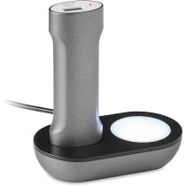 Powerbank con base para carga personalizado gris claro Powerbank con base para carga personalizado gris claro