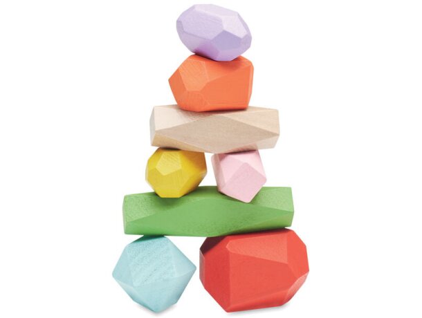 Juego de habilidad de rocas de madera de colores variados Beige detalle 3