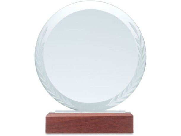 Placa o trofeo cristal redonda Keen Marron detalle 1