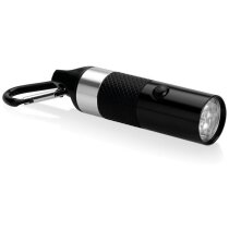 Linterna de metal con mosquetón personalizada negra Linterna de metal con mosquetón personalizada negra