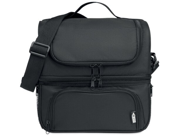 Bolsas térmicas con dos compartimentos y bandolera ajustable rPET Iceberg Negro detalle 1