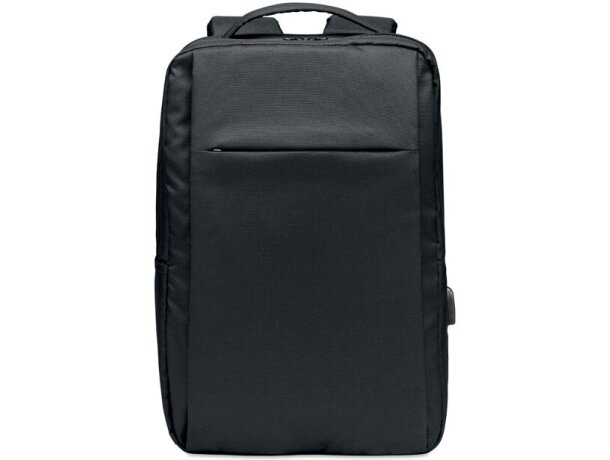 Mochila para ordenador con puerto usb rPET 300D Seoul Negro detalle 3