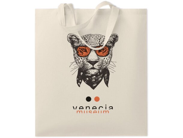 Bolsa de tela personalizada algodón 140 g/m2 Marketa + Beige detalle 2