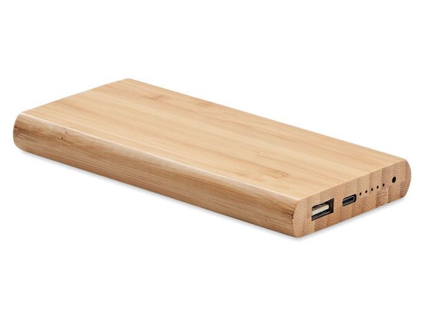 Bateria externa corporativa Arena C bambú natural 6000 mAh Madera detalle 4