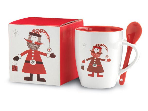 Taza con cuchara Claus Plata detalle 1