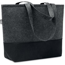 Bolsa de tela fieltro RPET gris con logo impreso bicolor