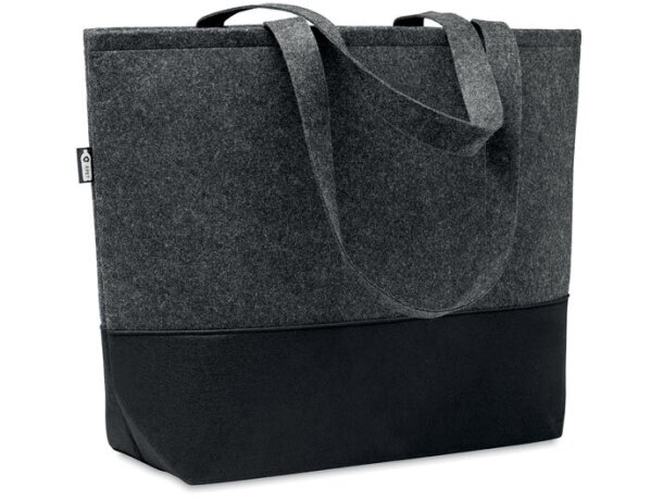 Bolsa Duo Indico personalizada fieltro reciclado gris bicolor Gris oscuro detalle 4