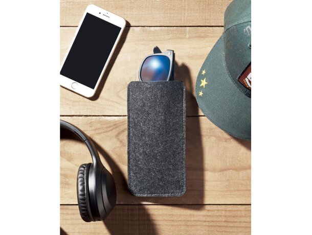 Funda gafas fieltro RPET Nirson Gris oscuro detalle 3