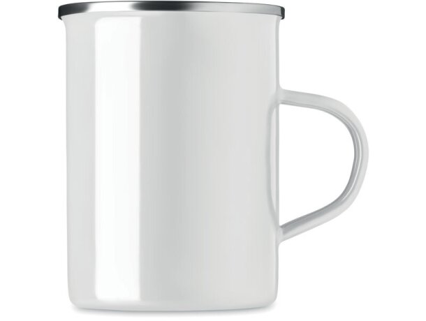 Taza metal con capa de esmalte Silver Blanco detalle 4