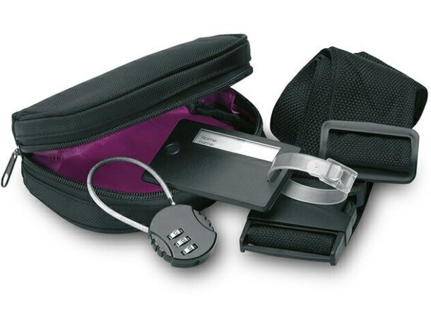 Set de viaje con 3 accesorios para maleta personalizado negro