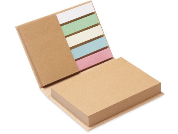 Bloc de notas adhesivas con marcadores de papel reciclado Meui Beige detalle 4