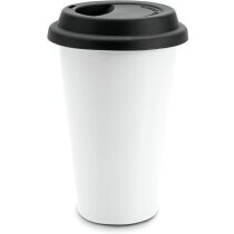 Vaso de plástico con tapa de doble pared negro personalizado