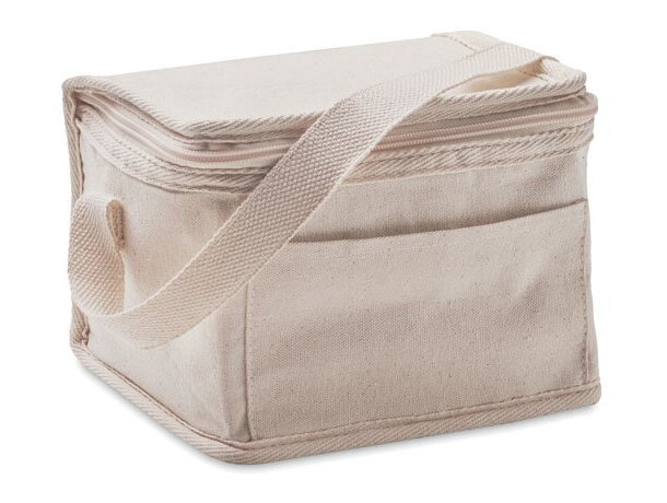Neveras originales con bolsillo frontal y cinta de transporte aluminio Evan Beige detalle 2