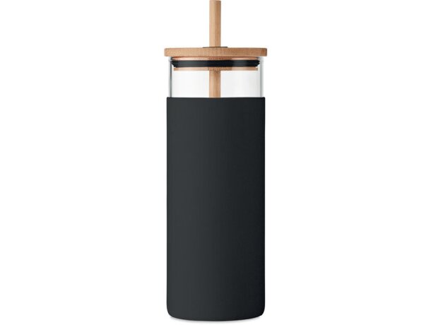 Vaso de cristal borosilicato con funda de silicona 450ml Strass Negro detalle 1