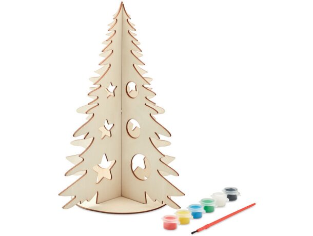 Adorno de navidad para colorear con acuarelas Tree And Paint Madera detalle 7
