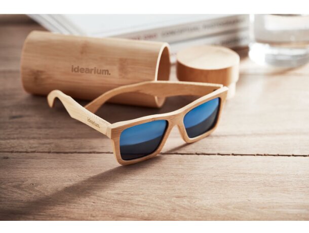Gafas de sol para merchandising de lentes de espejo bambu Madera detalle 6