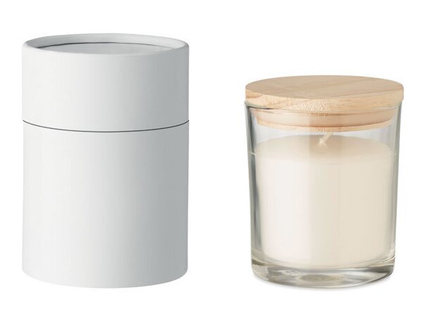 Vela personalizada Ancient aroma vainilla tapa bambú sustentable Violeta detalle 4