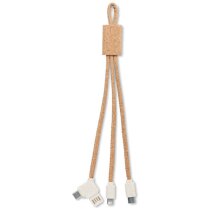 Cable carga triple corcho natural beige Cabie