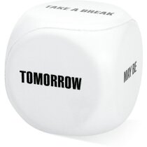 Dado antiestrés con mensajes personalizado blanco Dado antiestrés con mensajes personalizado blanco