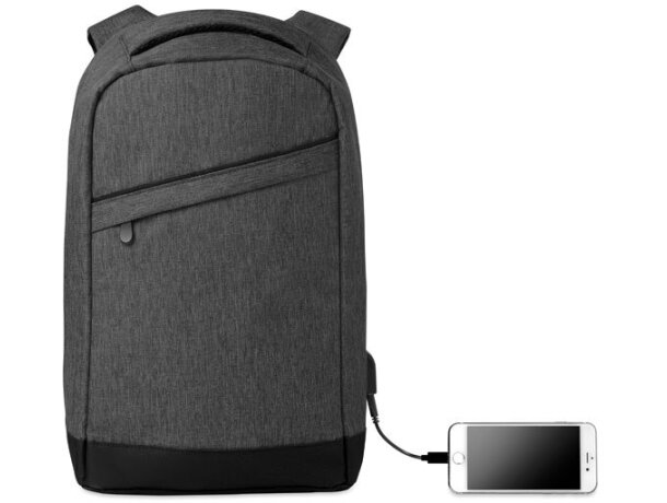 Mochilas para ordenador 13 corporativas antirrobo de poliéster Berlin Negro detalle 1