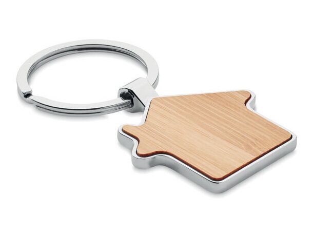 Llavero de casa con borde de metal bamb&uacute; Burnie Madera detalle 4