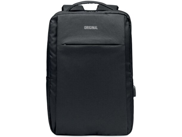 Mochila para ordenador con puerto usb rPET 300D Seoul Negro detalle 5