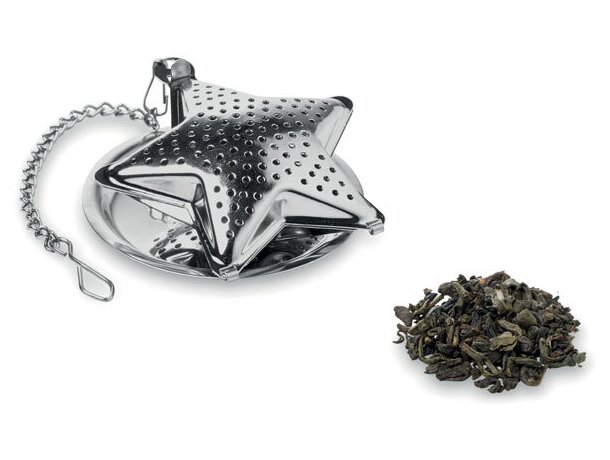 Infusor Starfilter estrella acero personalizado con cadena té Plateado mate detalle 3