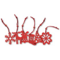 Set de adornos de árbol color rojo