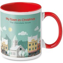 Taza de cerámica especial sublimación con asa de color grabada Taza de cerámica especial sublimación con asa de color grabada