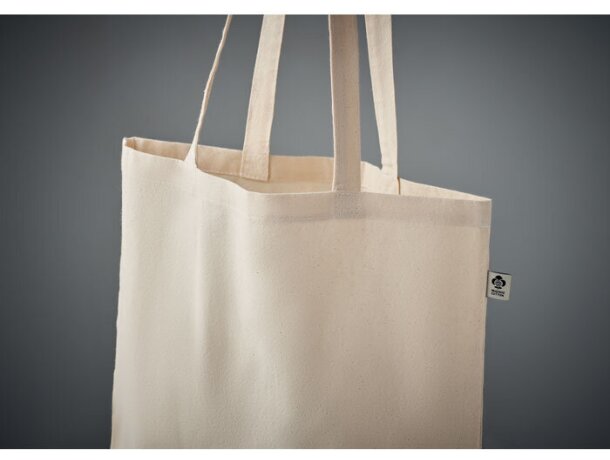 Bolsa ecológica asas largas de algodón orgánico Nuoro Beige detalle 3