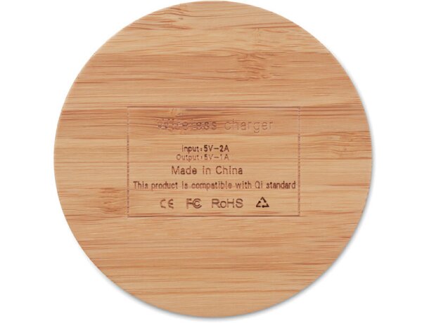 Cargador inalámbrico de bambú Rundo Madera detalle 1