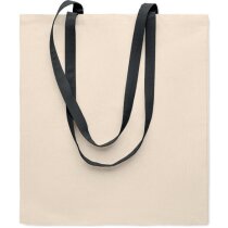 Bolsa algodón personalizada 140g negro azul rojo asas contrastantes