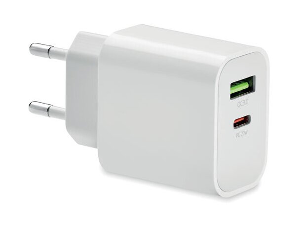 Cargador Port triple USB con Quick Charge 3.0 y USB-C Blanco detalle 4