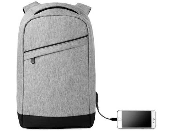 Mochilas para ordenador 13 corporativas antirrobo de poliéster Berlin Gris claro detalle 9