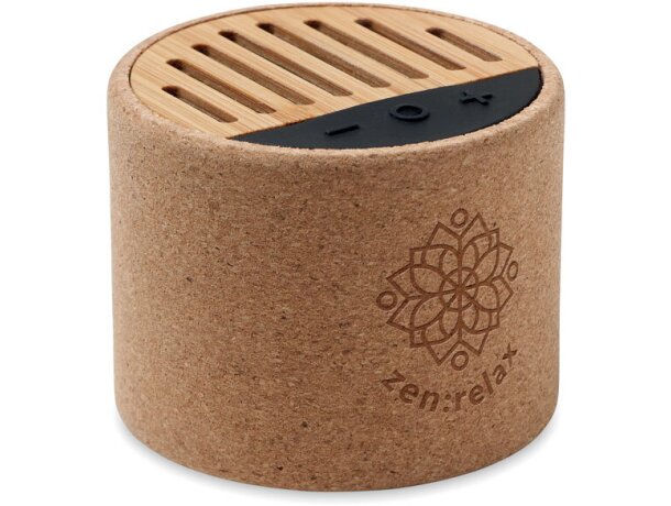 Altavoz con luz led de corcho Round + Beige detalle 2