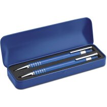 Set de bolígrafos en estuche azul personalizado azul