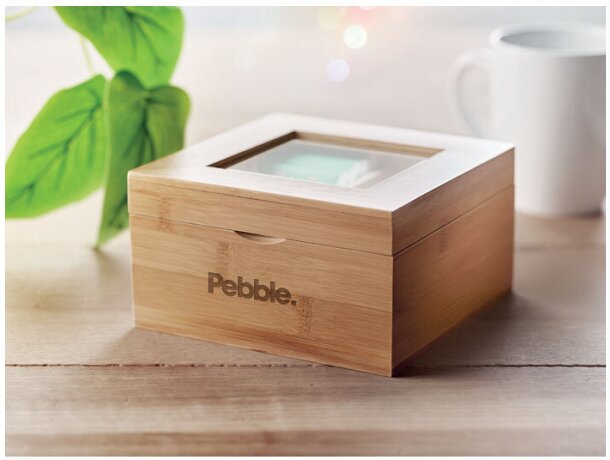 Caja de té de bambú Campo Tea Madera detalle 5